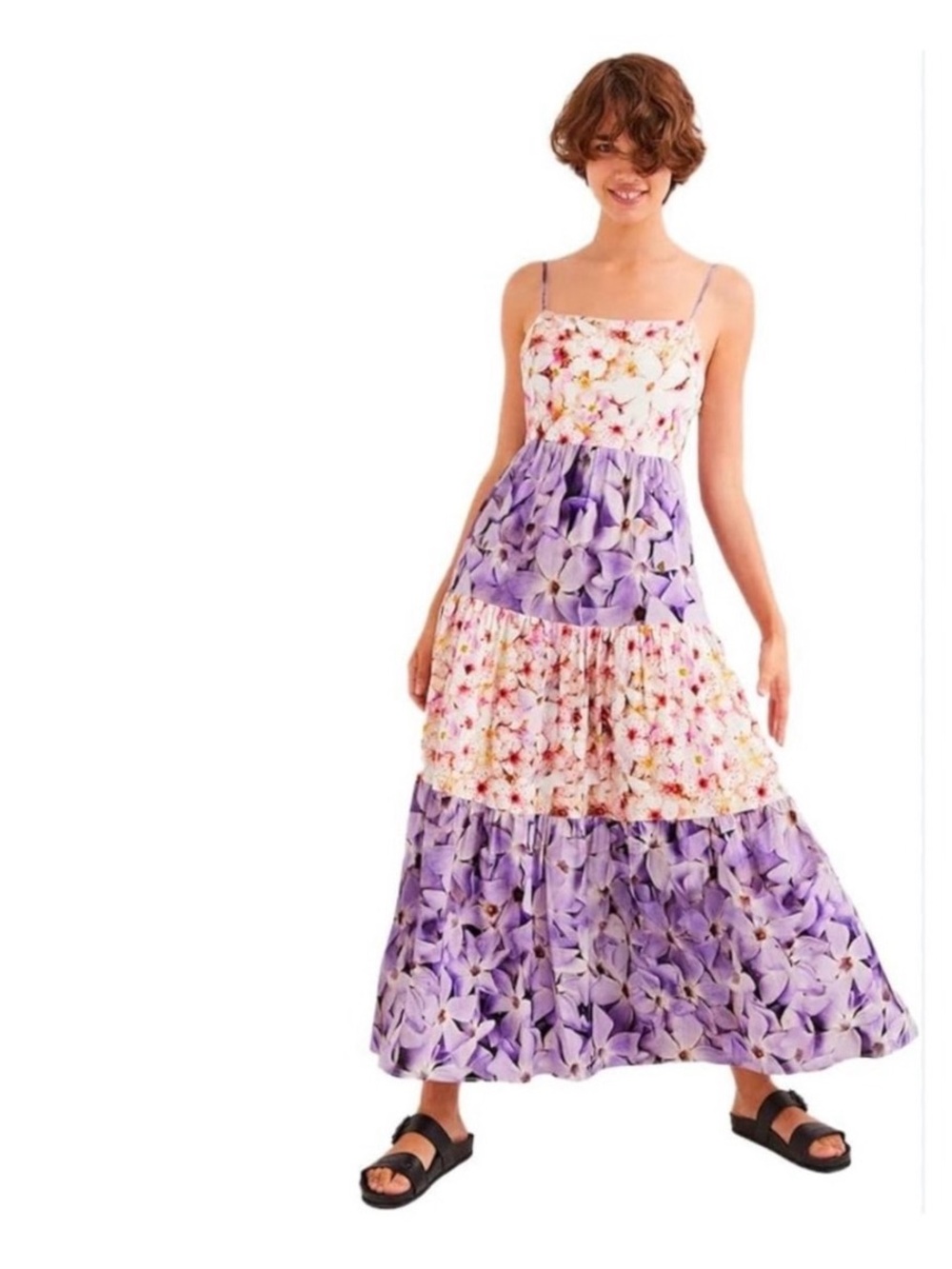 Desigual Floral Tiered Summer Dress XS Estrella